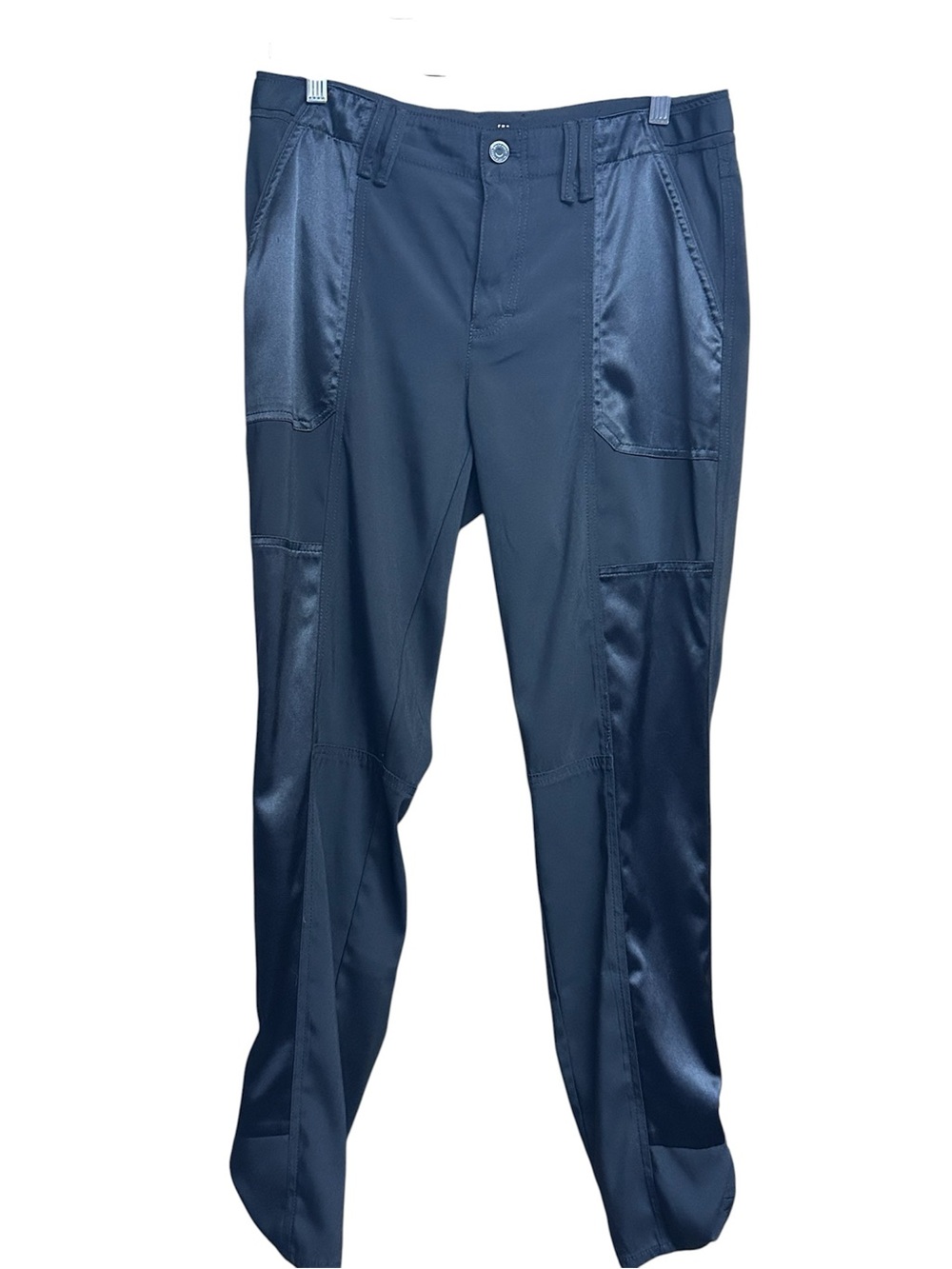 White House Black Market Black “the Straight Crop” Pants with Satin Accents